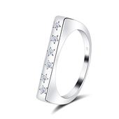 Six Stars on Plain CZ Stone Silver Ring NSR-4046